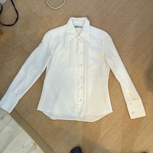 White silky Zara button down